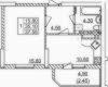 Планировка 37,55 м² Жилой комплекс «Левитана»
