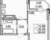 Планировка 36,83 м² Жилой комплекс «Левитана»