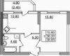 Планировка 38,65 м² Жилой комплекс «Левитана»