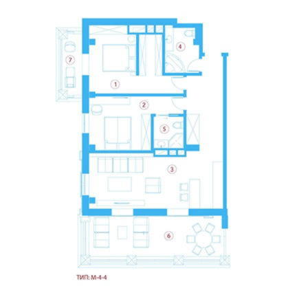двухкомнатной квартиры 88,60 м²