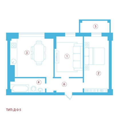 двухкомнатной квартиры 71,10 м²