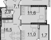Планировка 67,50 м² Жилой комплекс «Манхэттен»