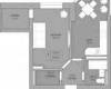 Планировка 1-комнатная квартира 39,58 м² Жилой комплекс «Акварель»